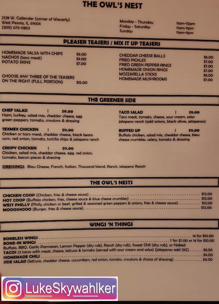 Owls Nest Menu image 2