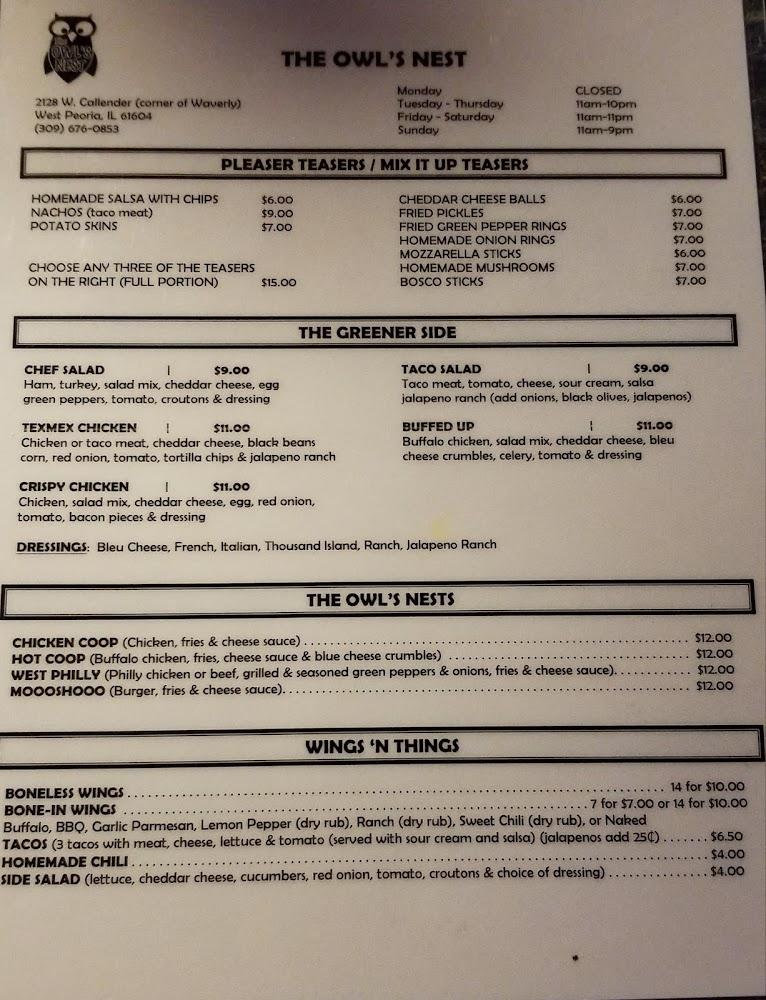 Owls Nest Menu image 4